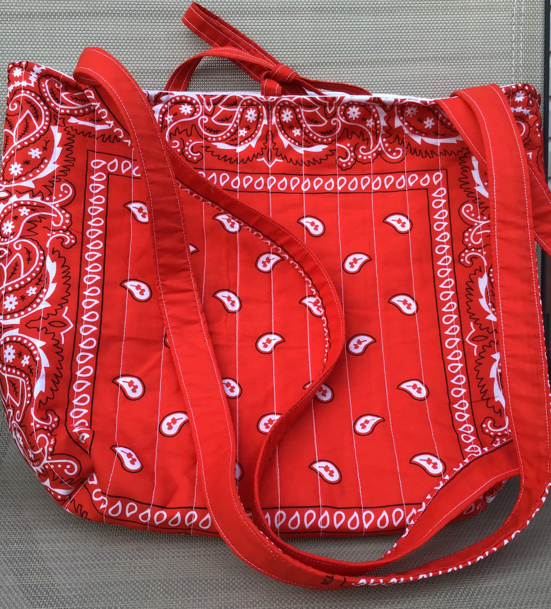 Bright Red Bandana Tote Bag