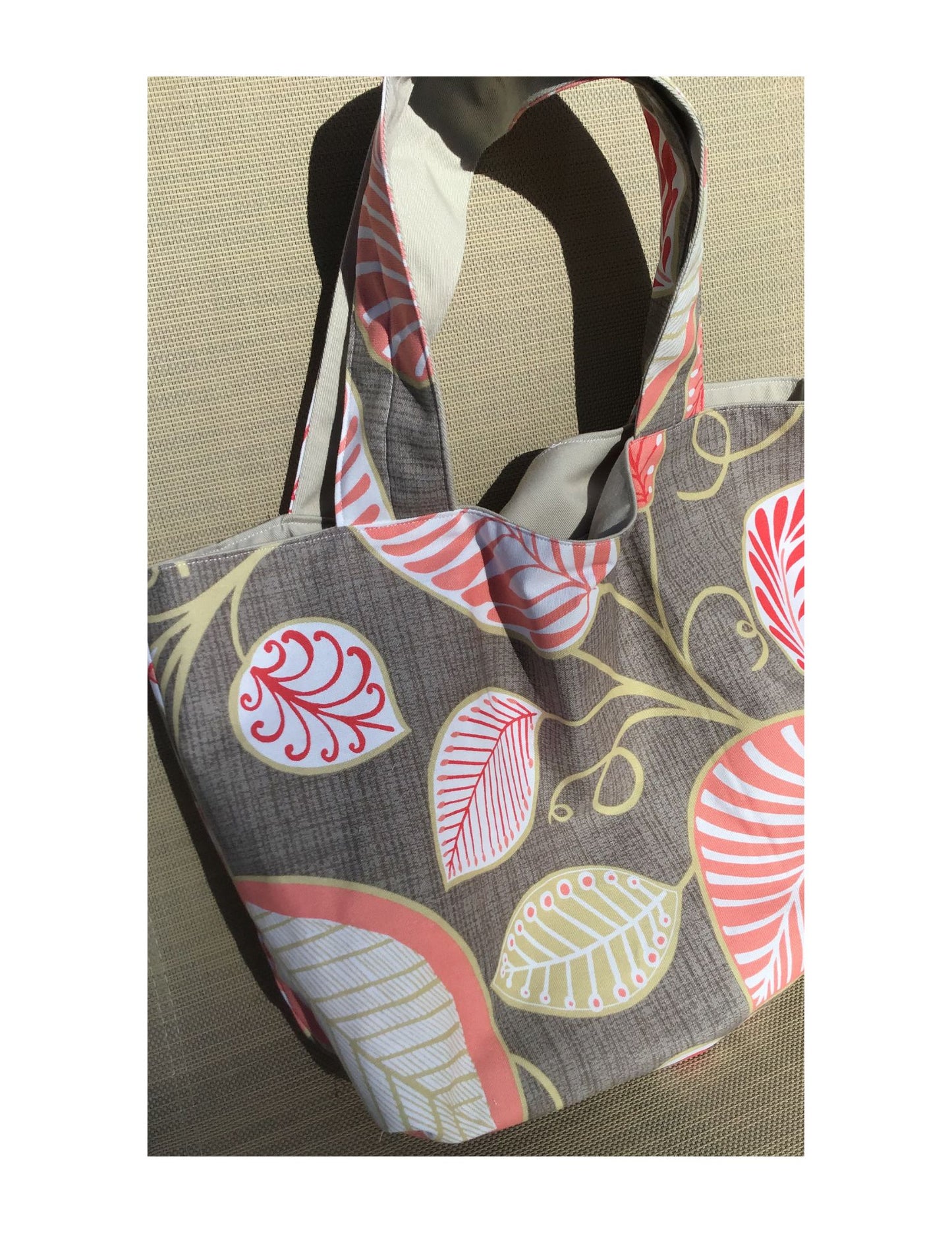 Mother & Daughter Pink Leaves of Fall tote bags
